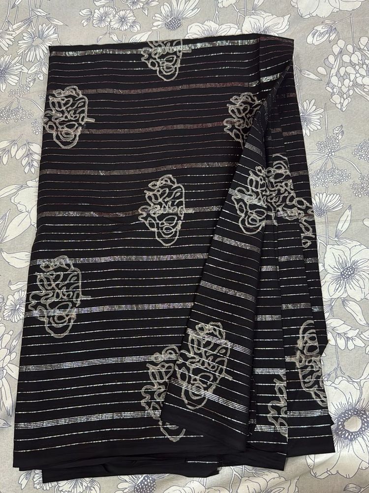 Block Print With Lurex Work
