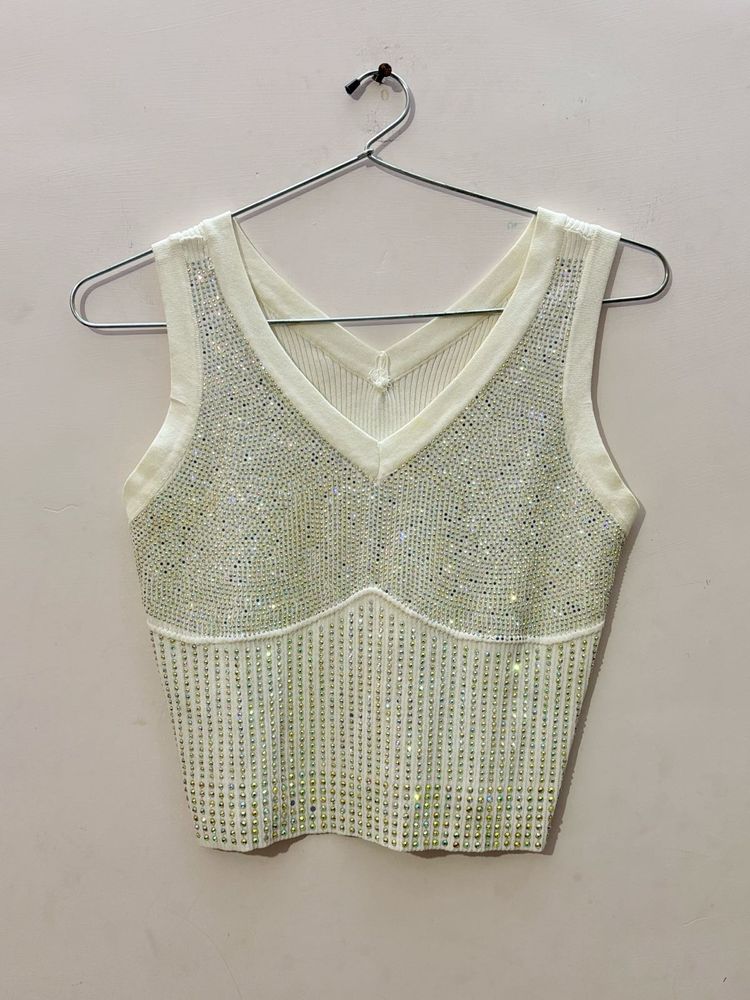 Sparkling Embellished Sleeveless Top