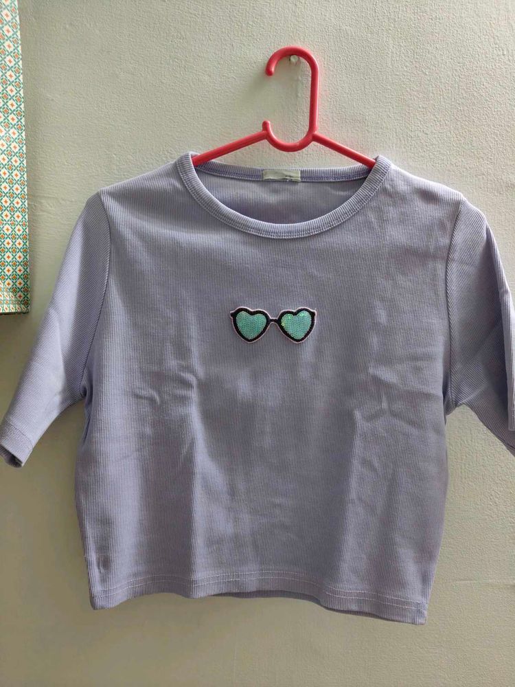 Lavender Heart Sunglasses Crop Top