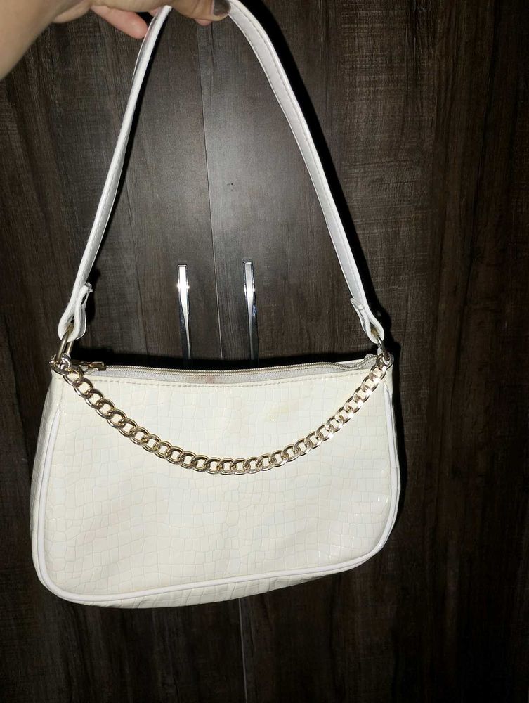 White Croc Shoulder Bag