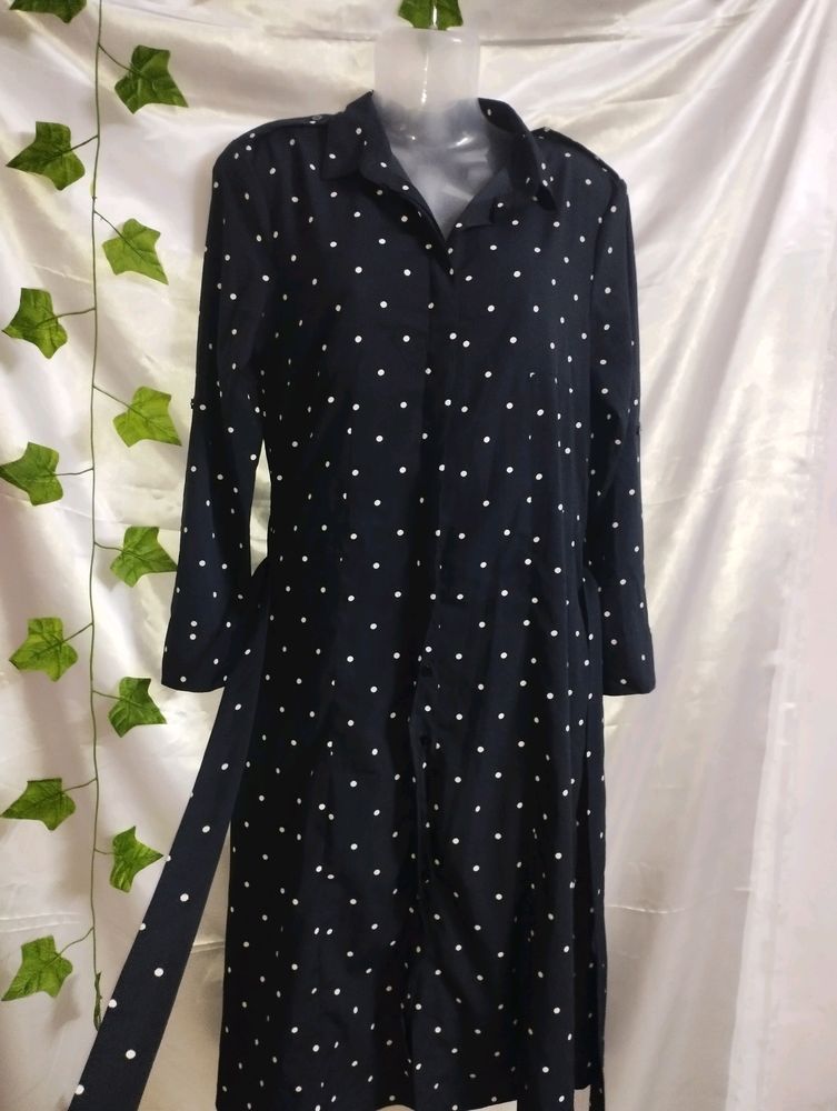 Tokyo Talkies Navy Blue Polka Dot Dress