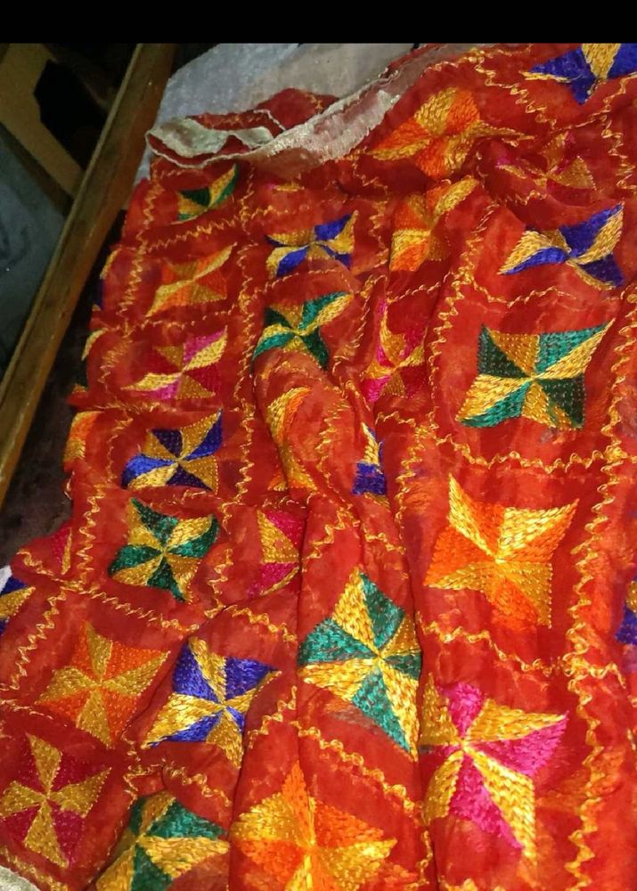 Orange Embroidered Dupatta