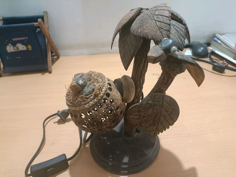 Wooden Art Work Show piece Cum Table Lamp