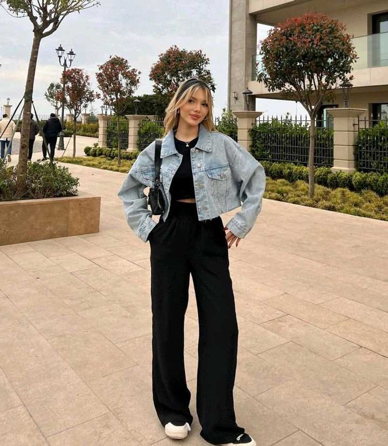 Zara Denim Jacket Women With Sherpa Collar