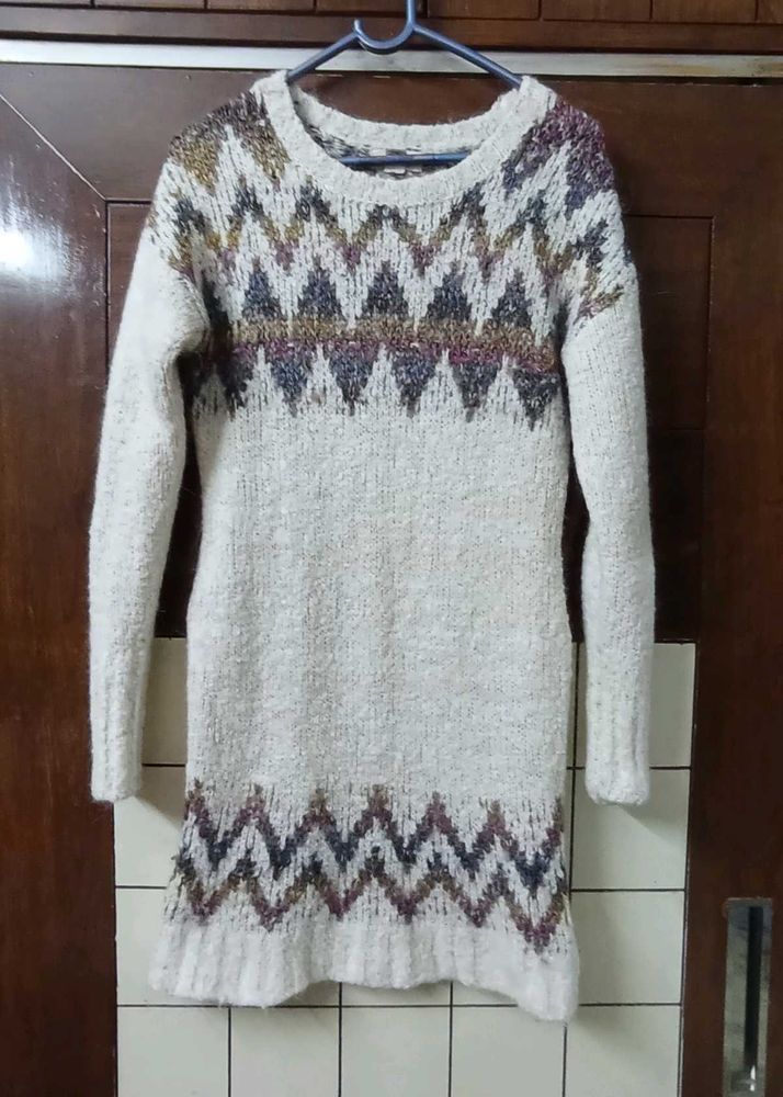 Patterned Knit Sweater Dress