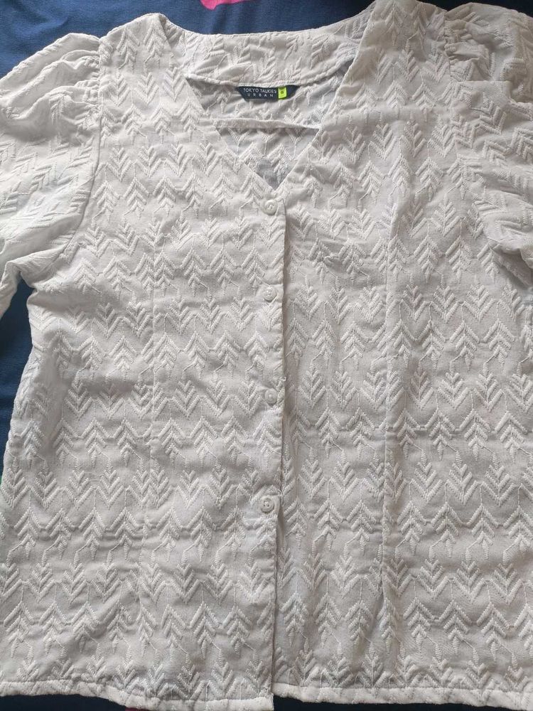 Casual Short Sleeve SolidWomen White Top