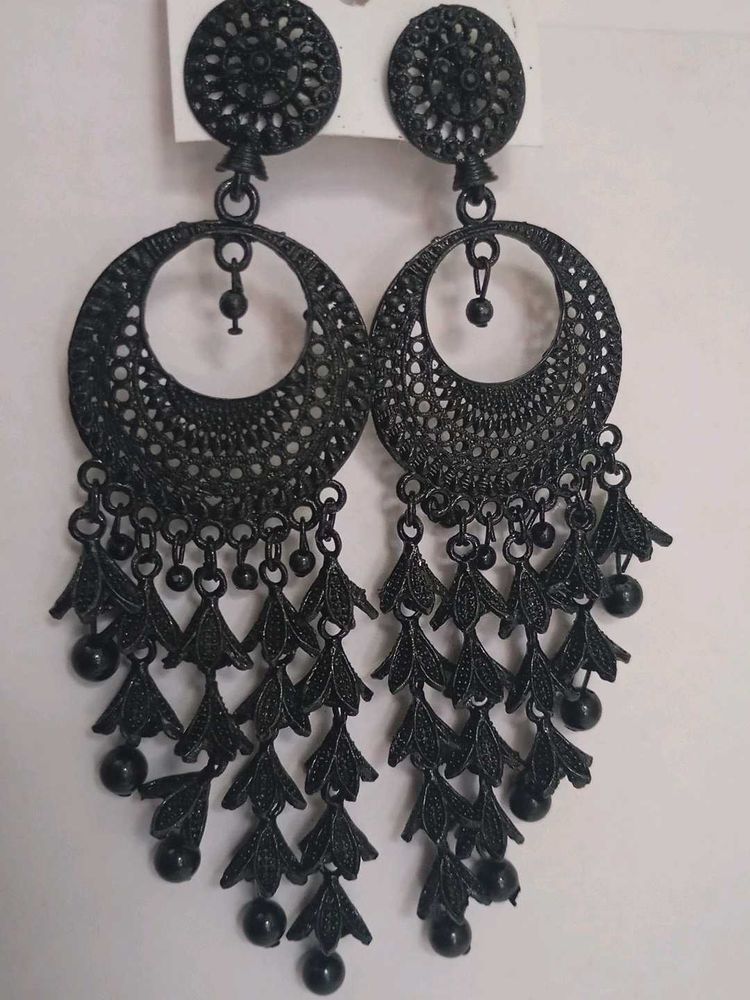 Statement Black Oxidised Earrings