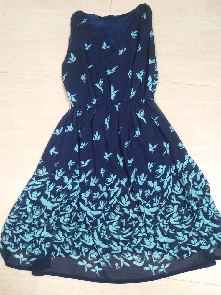 Freedom Navy &amp; Teal Bird Print Dress