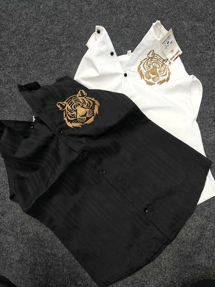 Embroidered Tiger Shirt - 10+ Colour  Size-M L Xl