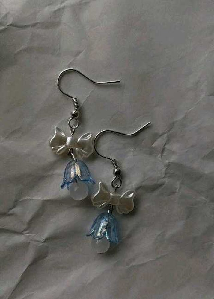 Cute Bow &amp; Bluebell Earrings ✨🦪🩵