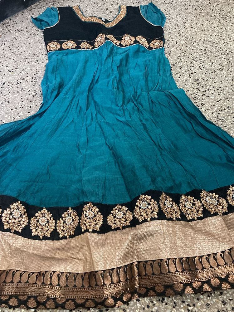Teal N Black Anarkali Kurta