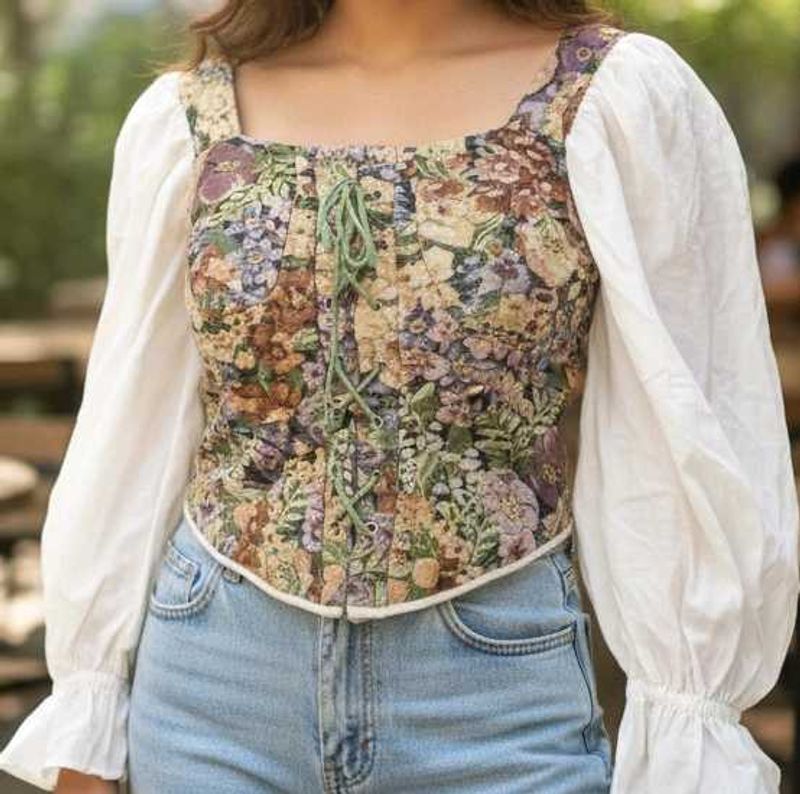 Floral Tapestry Corset Top