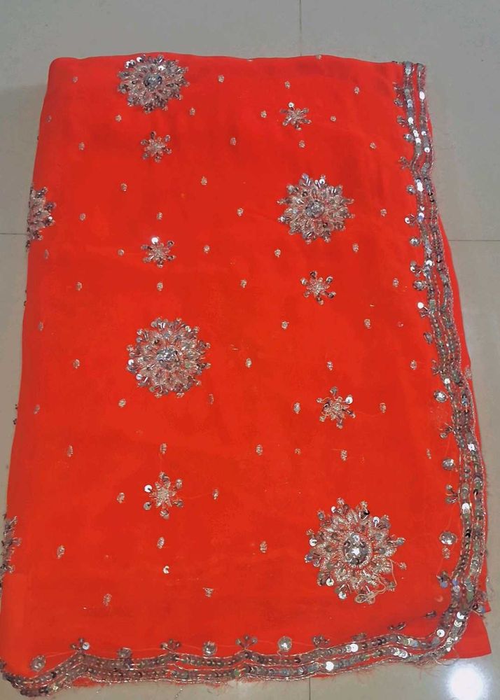 Orange Embellished Saree
