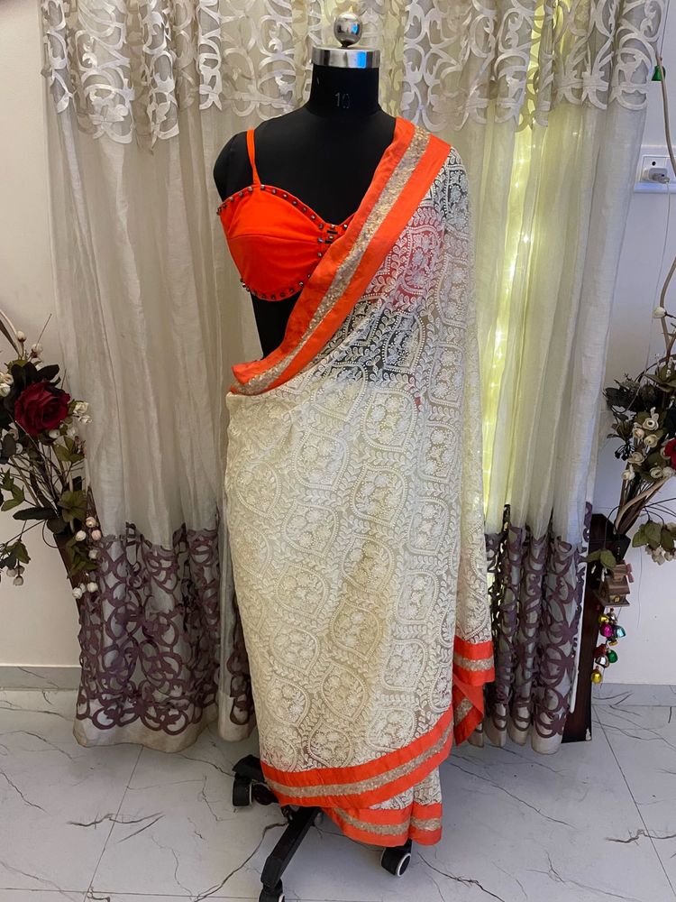 designer Embroidered Saree