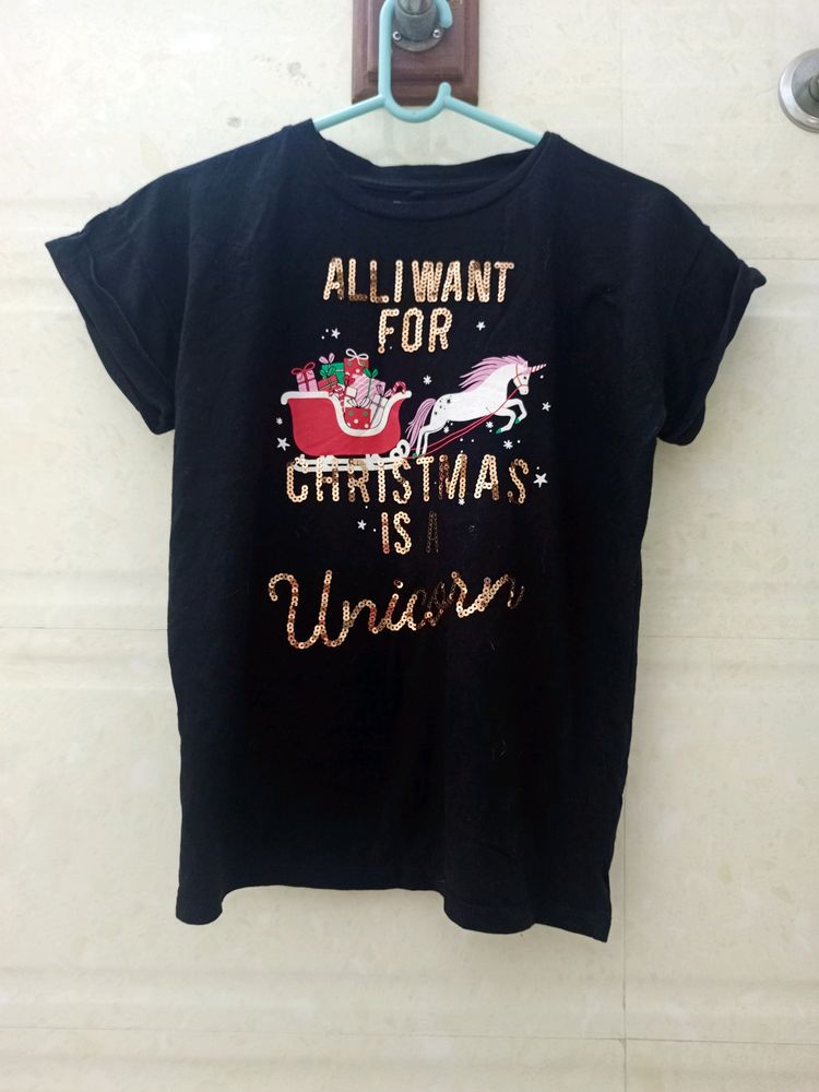 CHRISTMAS SPECIAL BLACK T-SHIRT FOR GIRL&#39;S