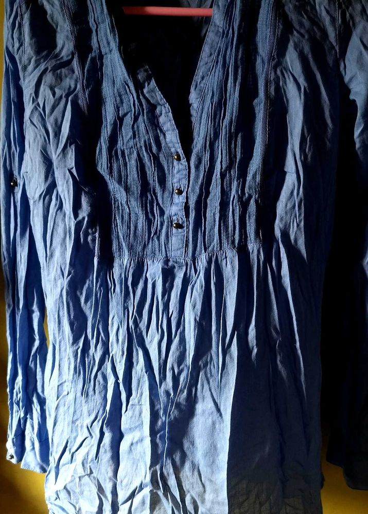 Blue Button-Down Top