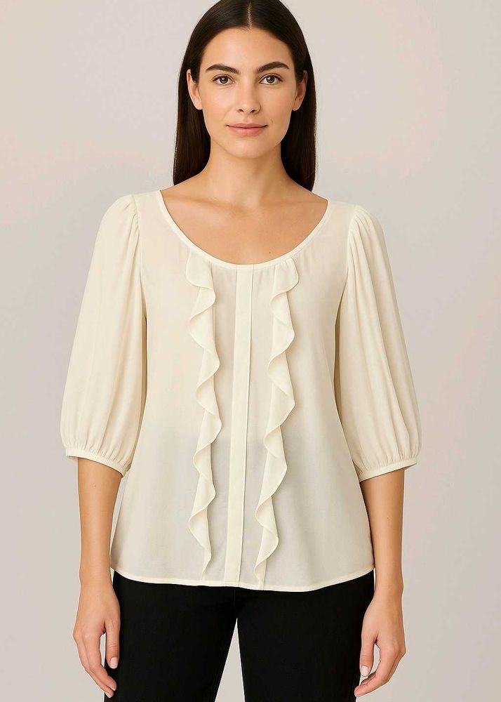 Elegant Off-White Ruffle Top