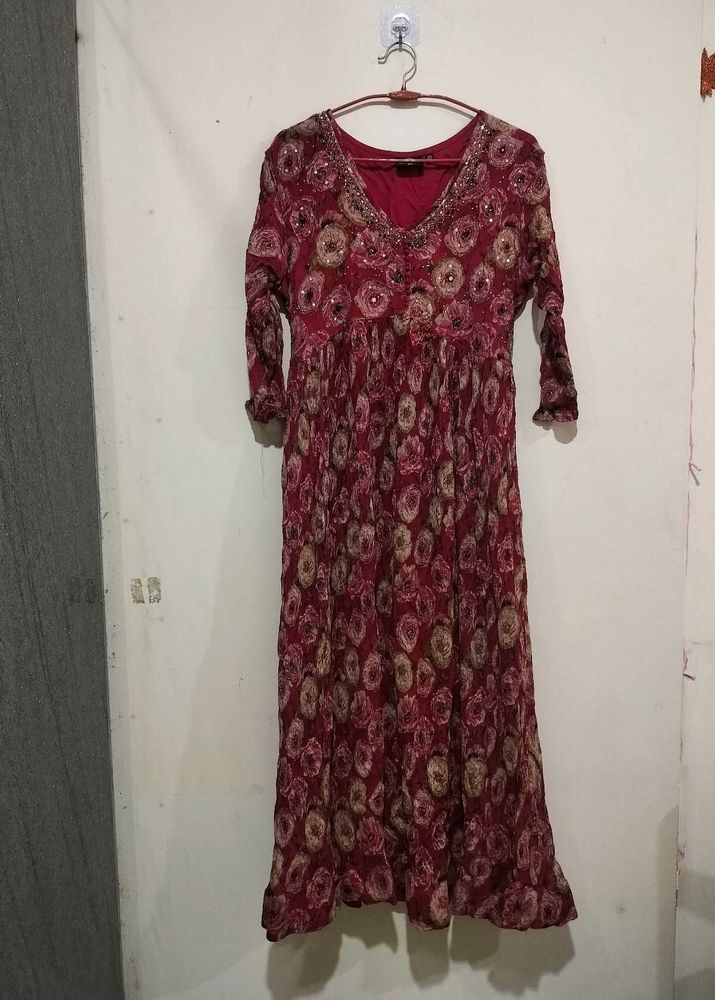 Elegant Maroon Floral Suit set