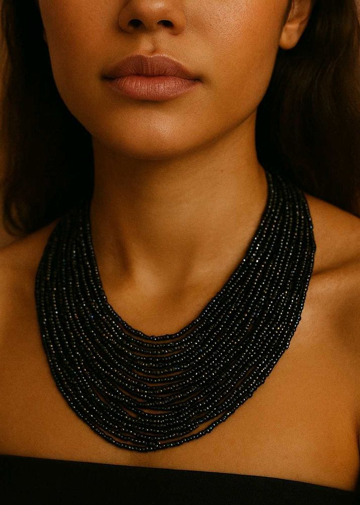 Charcoal Rainbow Beaded Statement Necklace