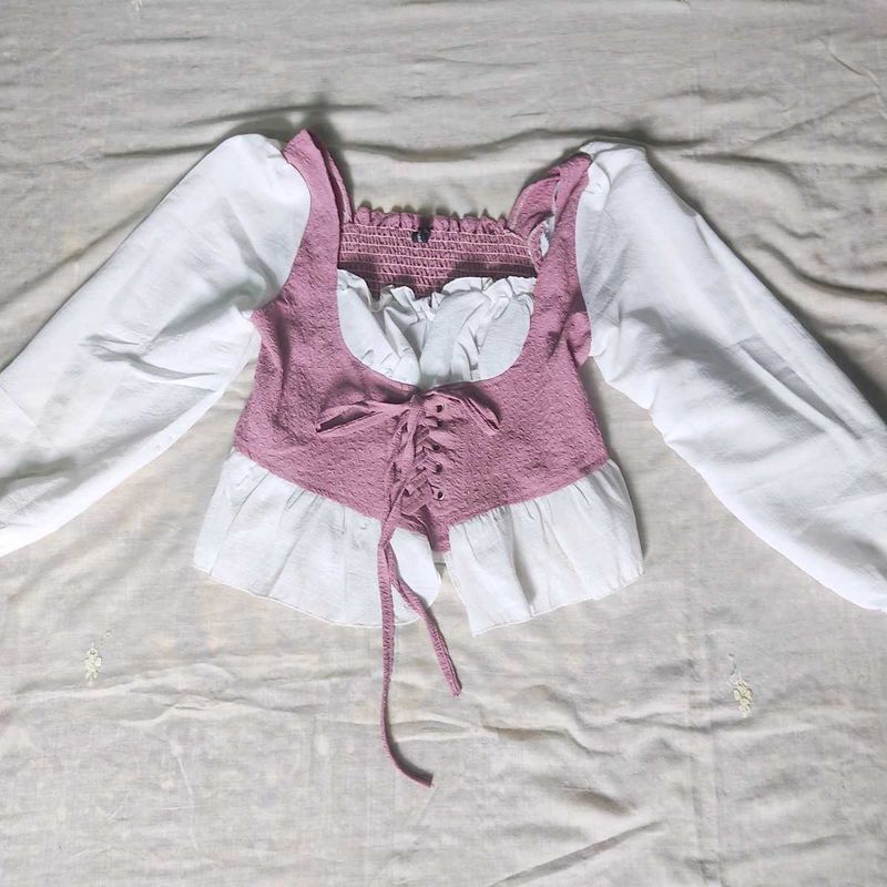 Zara Corset Puff Sleeve Bustier Cute Top