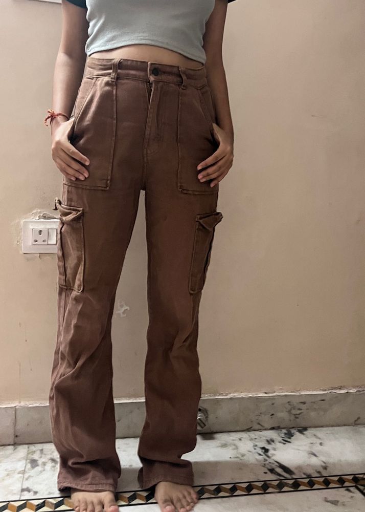 Zara Straight Fit Brown Jeans