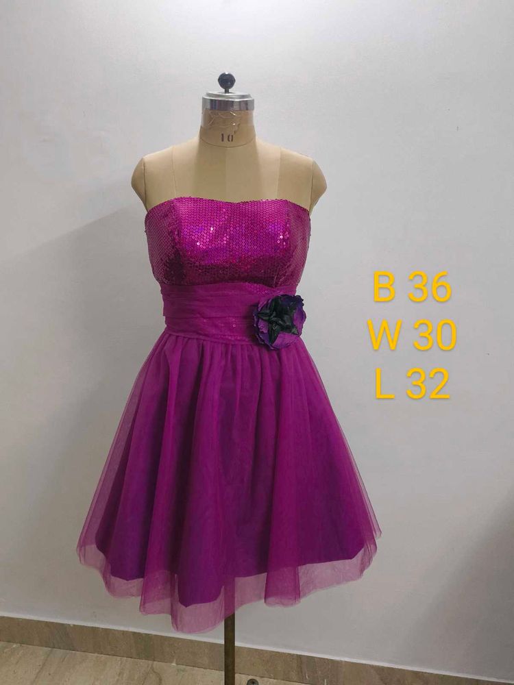 Purple Sequin Tulle Party Dress