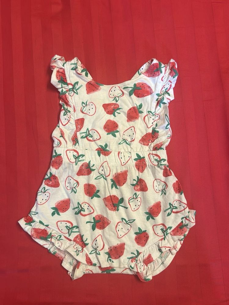 Strawberry Print Romper