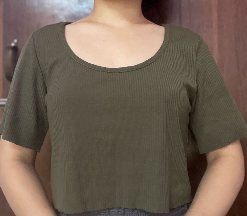 Dark Olive Crop Top