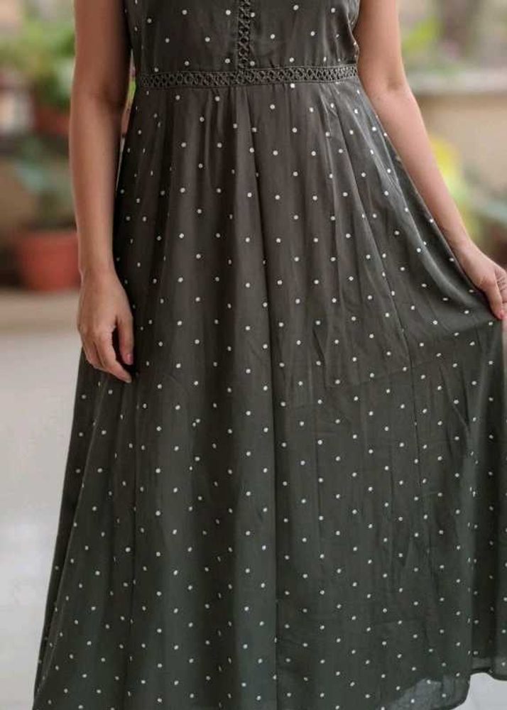 Olive Green Polka Dot Dress