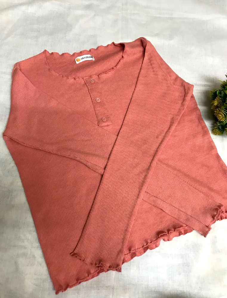 Peach Colour Full Sleeves Top