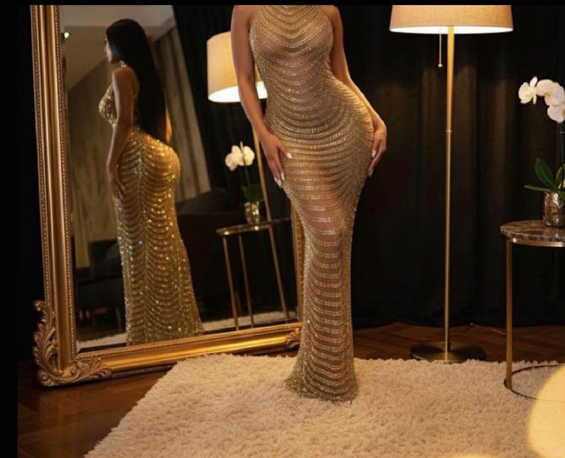 Glam Gold Sequin Maxi Dress