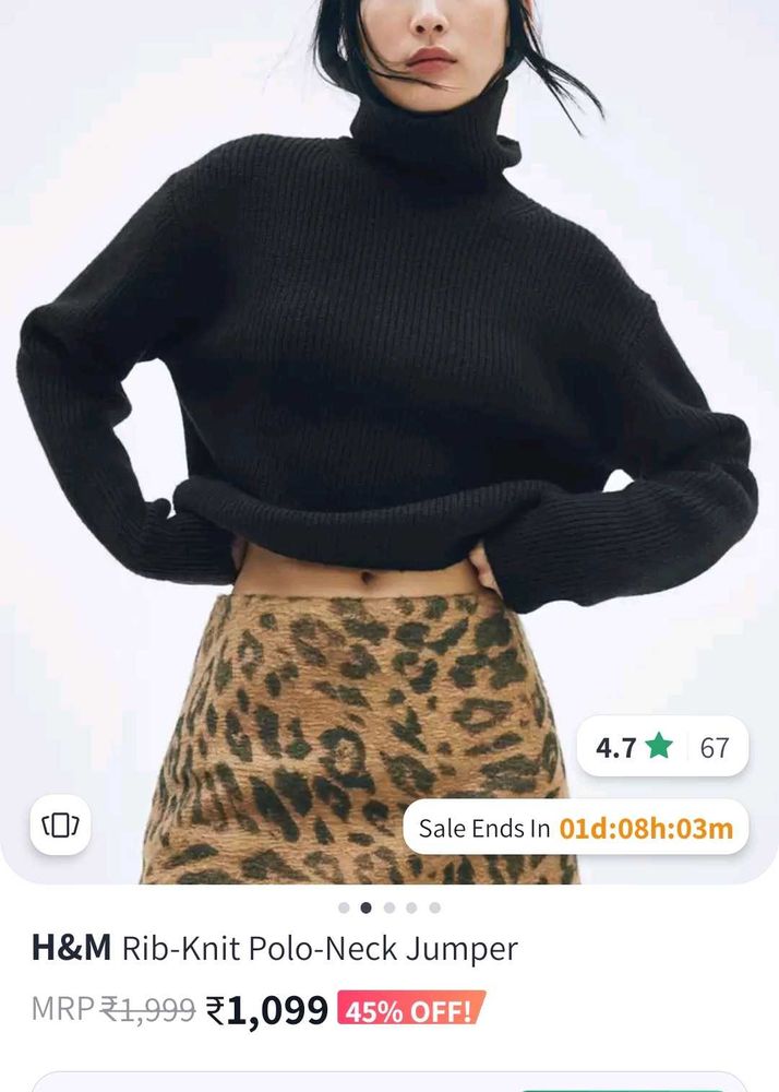 Last Deal H&amp;M UNUSED Polo Neck Jumper Crop