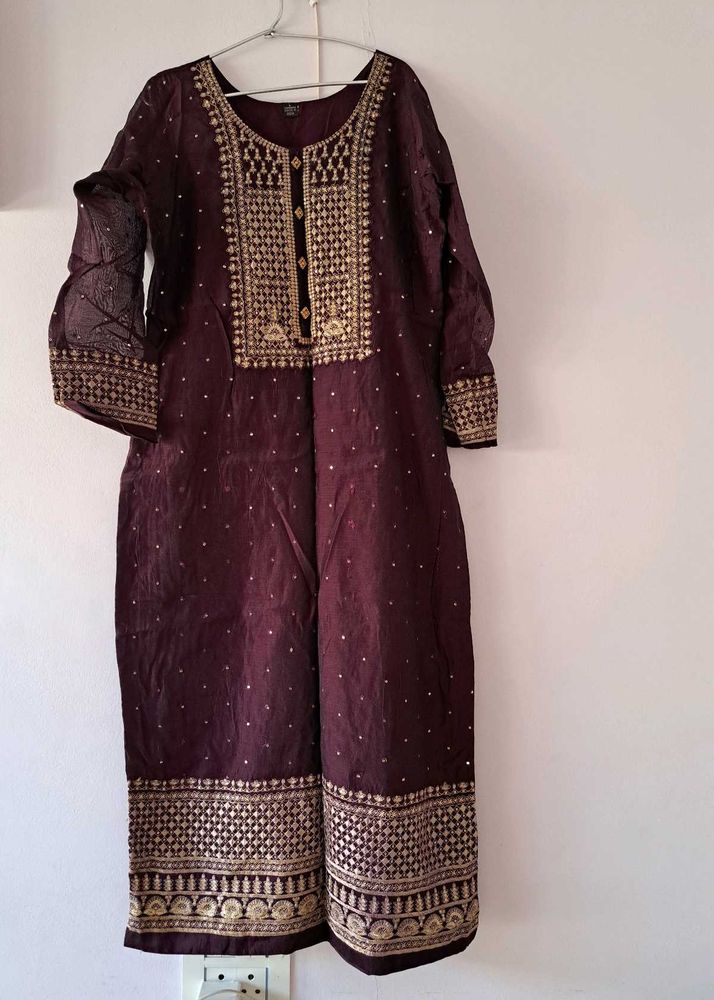 Deep Purple/eggplant Color 3 Piece Stitched Suit