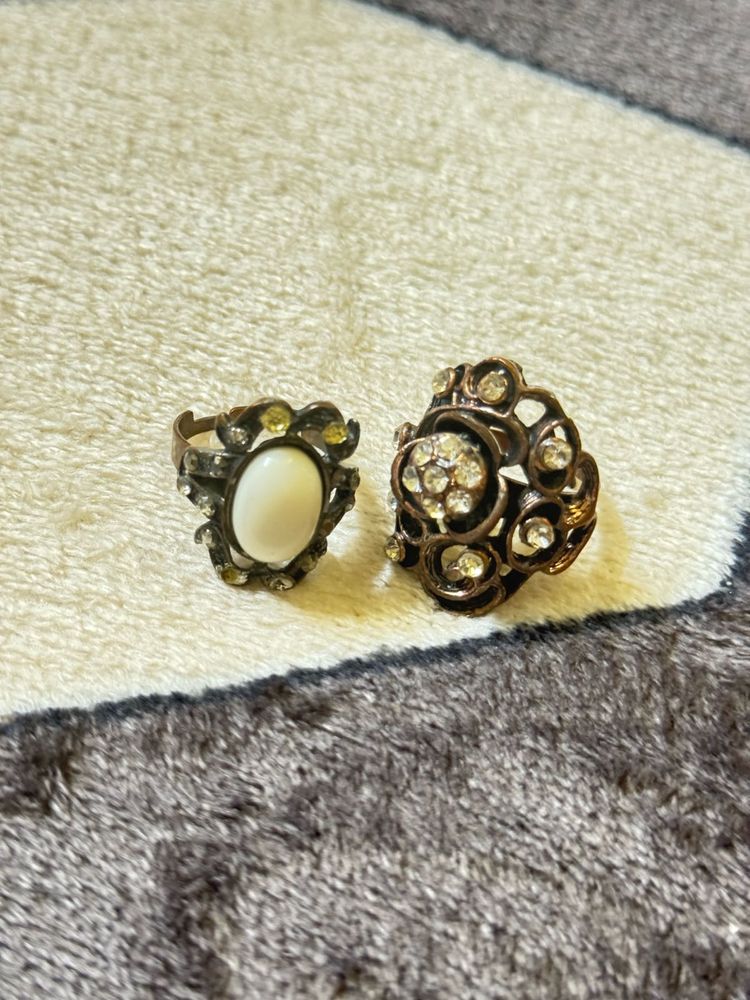 Two Vintage Rhinestone Rings