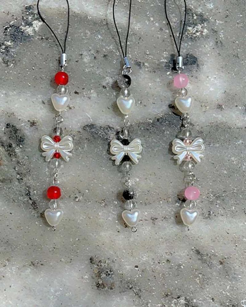 Beaded Bow Phone Charms