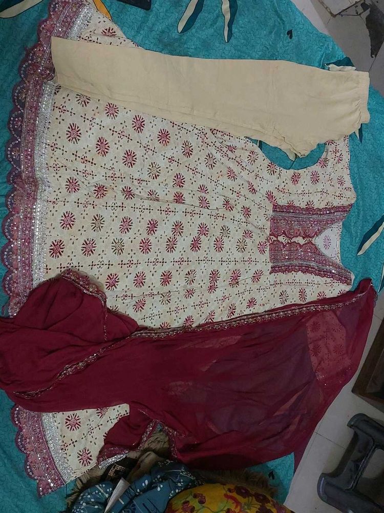 Elegant Embroidered Anarkali Suit Set