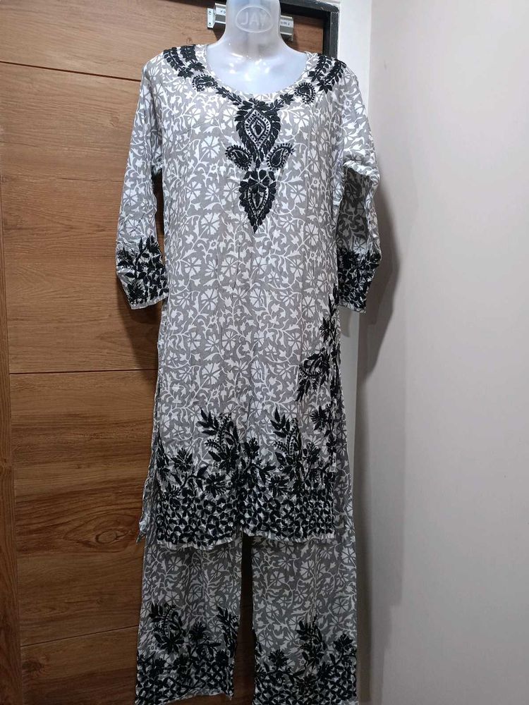 Black &amp; White Ethnic Kurta Set
