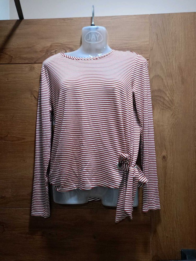 &#39;Autograph&#39; Rust &amp; White Striped Top With Knot
