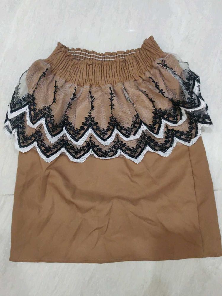 Brown off shoulder top