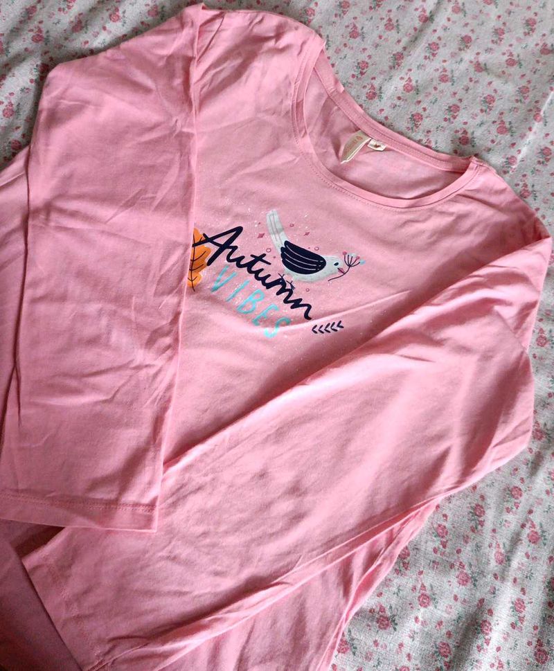 Pink &#34;Autumn Vibes&#34; Long Sleeve Tee