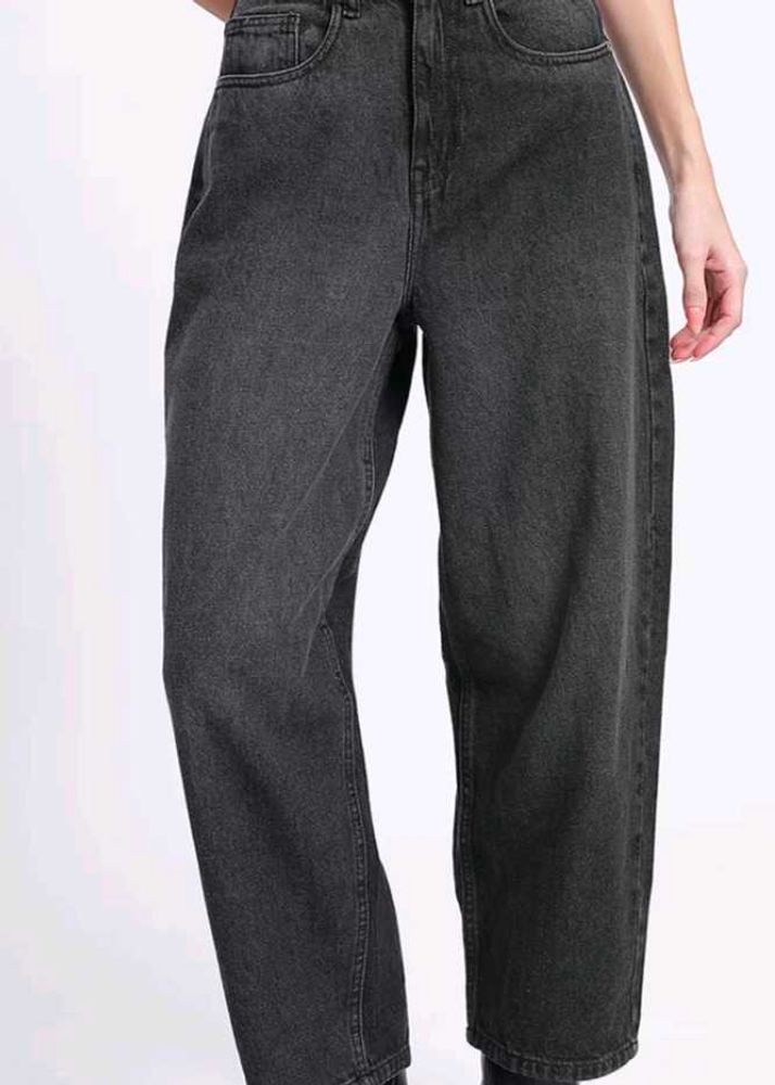 Grey Coloured Baggy Jeans For Women