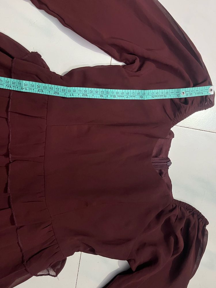 Beautiful Maroon Flared One Piece Dress