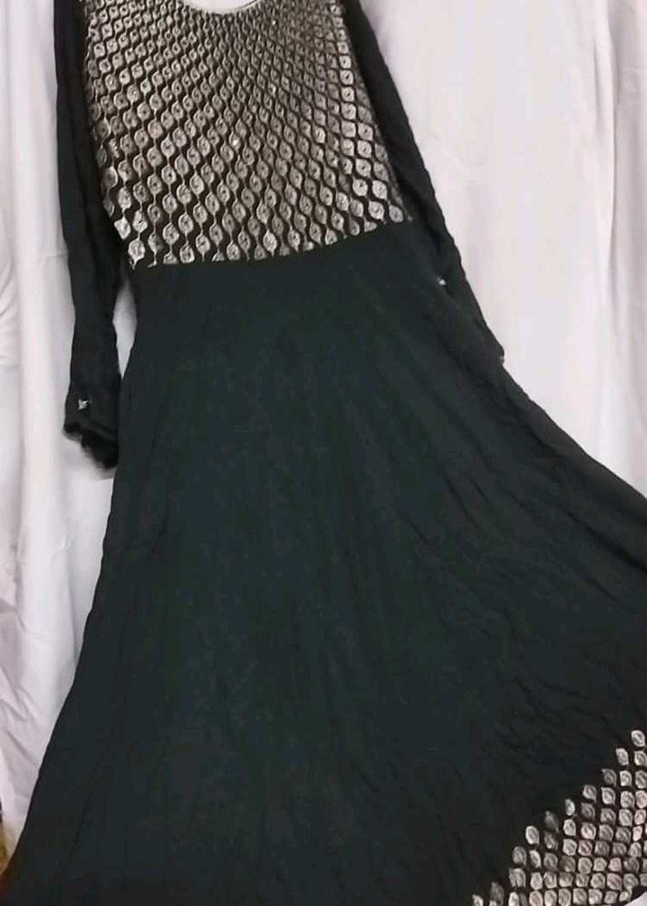 Green Anaarkali Dress, Authentic For Festivals