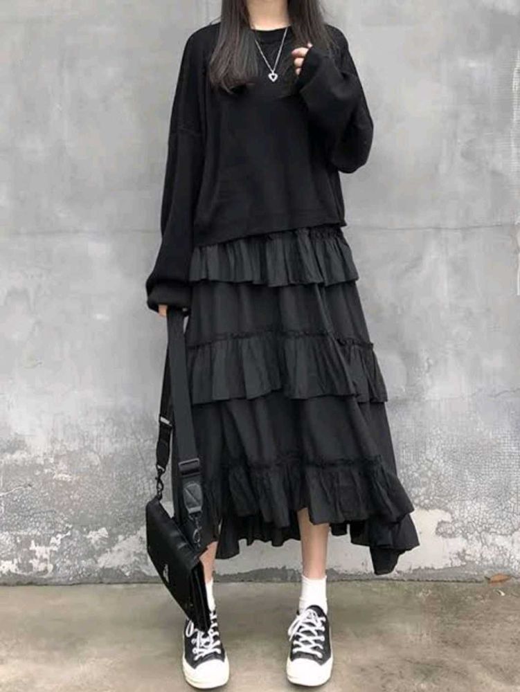 Black Ruffle Skirt
