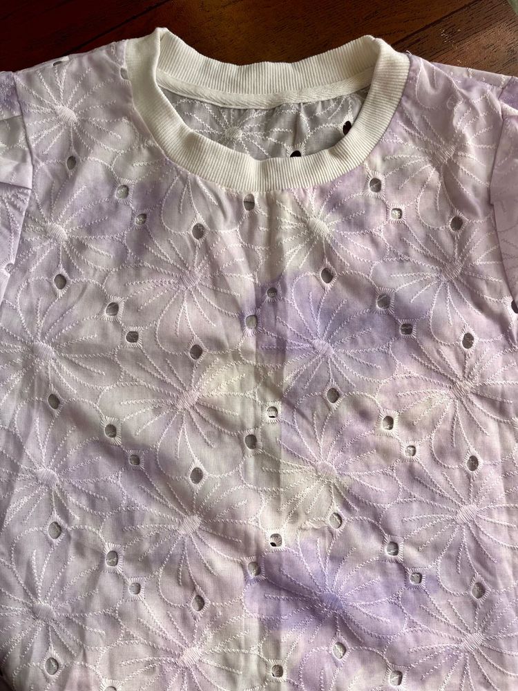 Lavender Floral Cutout Top