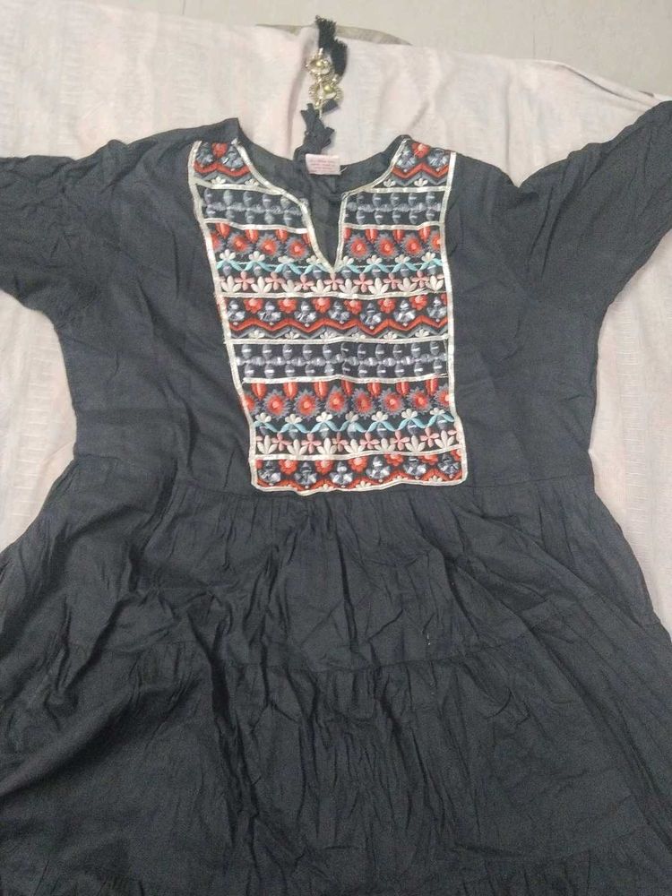 Embroidered Black Full Gown(Never Worn)