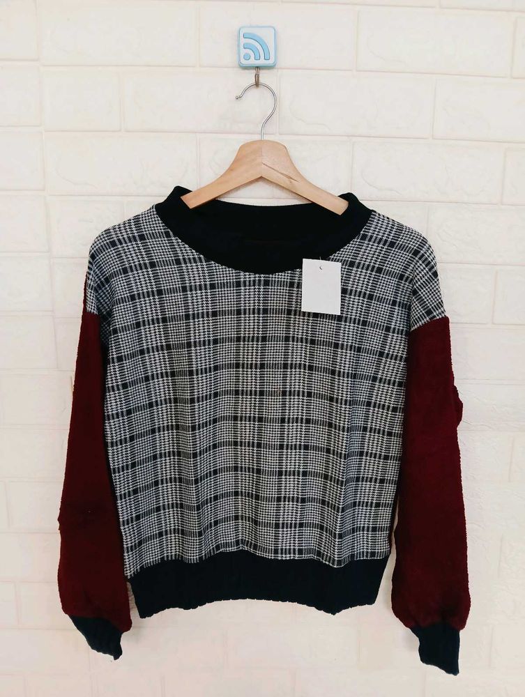 Plaid Colorblock Sweater
