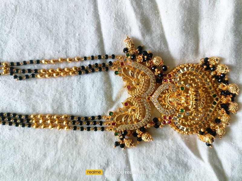 Lakshmi Locket Black Beads