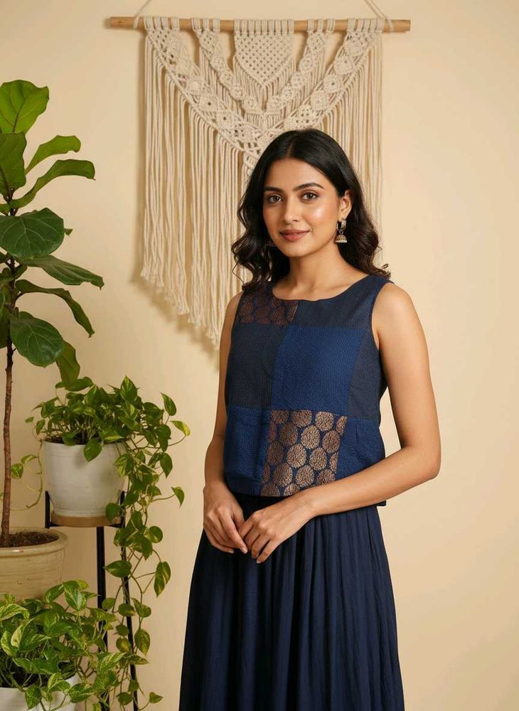 Small/ Medium Size Stylish Navy Blue Crop Top