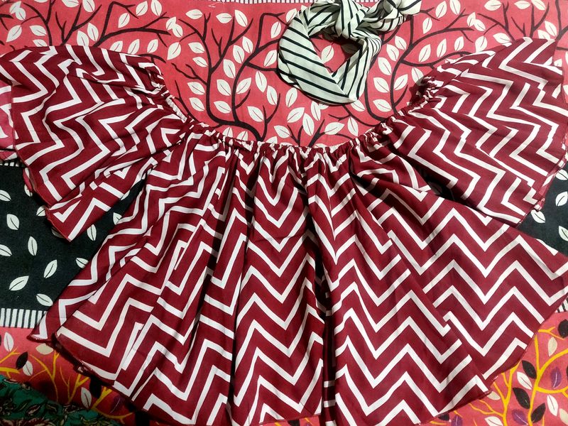 Brand 🔥🆕Berrylush Red &amp; White Geometric Pr